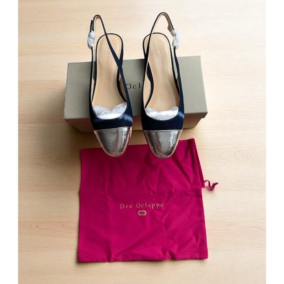 Dee Ocleppo Womens Mumbai Sz. 8.5 Blue Silver Toe Leather Ballet Flats Shoes NIB - Picture 2 of 8